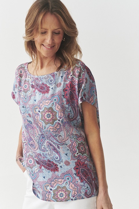 Tatuum, Bluza cu maneci scurte si model, Multicolor, 34