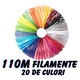 Set Mare De Creion 3d LEWER® Cu Filament PLA 1.75mm, 20 Culori, 110 M + Suport De Design Din Silicon + Carte De Sabloane + Degetare Din Silicon, Compatibil Cu PLA Si ABS, Imprimanta 3d, Motor Metalic, Duza Ceramica, Culoare Galben