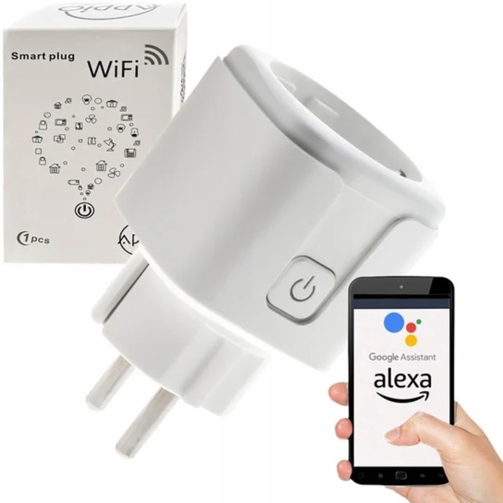 Lewer WiFi aljzat wattmérővel és időzítő funkcióval, 16A, 48x55x43mm