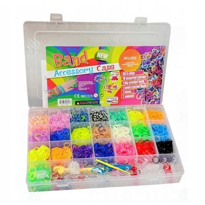 Set de bratari DIY Lewer XXL, multicolor, 22 culori, 60 clipsuri, 2 crosete, pentru copii de la 8 ani