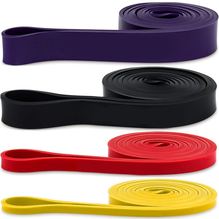 Set benzi elastice de fitness Lewer, 4 buc, 2-26 kg, multicolor