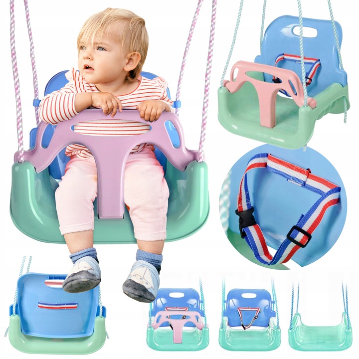 Детска люлка Lewer 3 в 1, здрава, синя, 110x210см