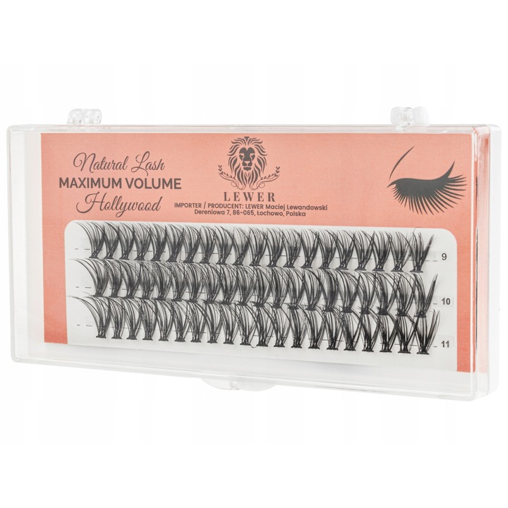 Műszempilla, Lewer Hollywood MAXIMUM VOLUME 9x10x11mm, natúr, selyem