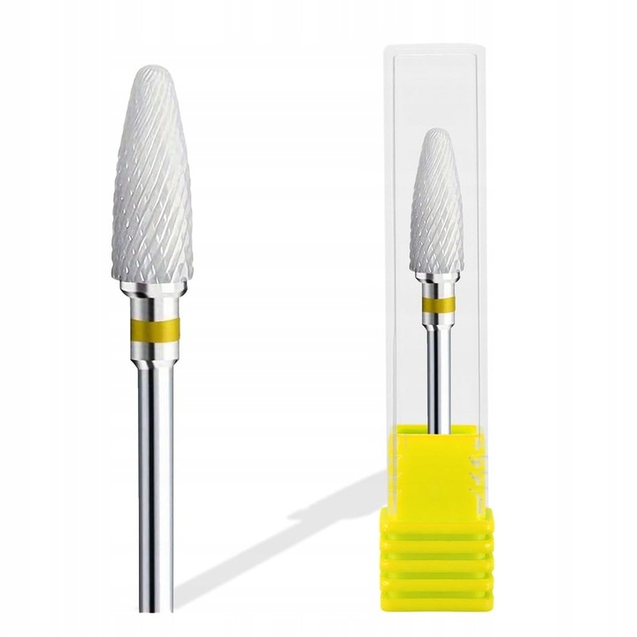 Freza ceramic pentru unghii, Lewer, stozek, galben, 47x2,35mm