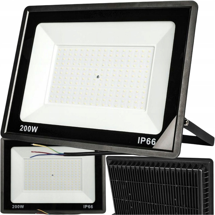 Lewer LED reflektor 200W, IP66, vízálló, méretei 38x28x3,6cm, fekete