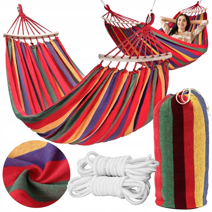 Kerti függőágy 2 személyes Lewer XXL, strapabíró, mérete 260x155cm, táskával