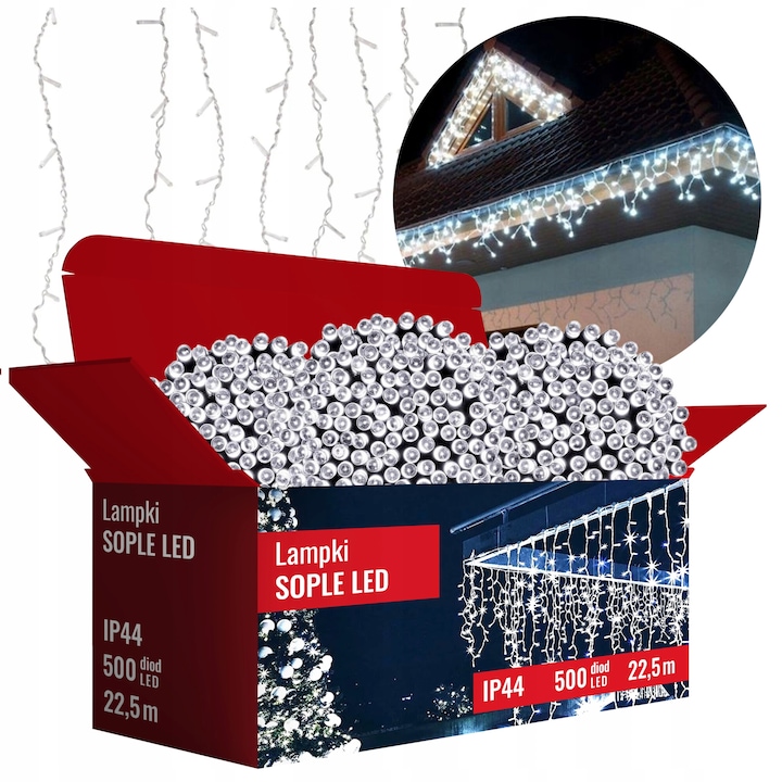 LED karácsonyi lámpa installáció Sople 501, 22,5m, hideg fehér, 3 db-os készlet