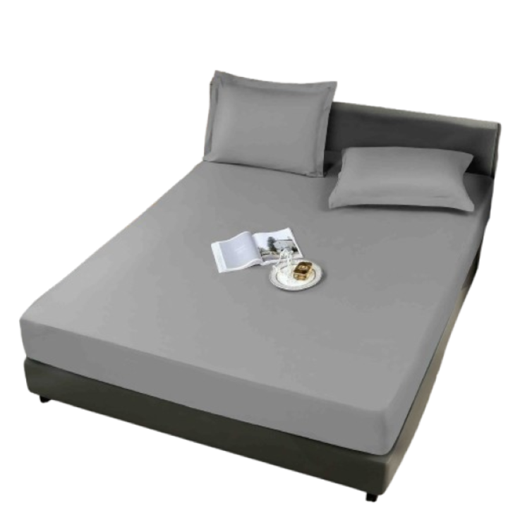 Vízálló ágytakaró, Jojo Home, Uni, 3 részes, 2 személyes, vízálló frottír pamut, 160x200 cm, világosszürke