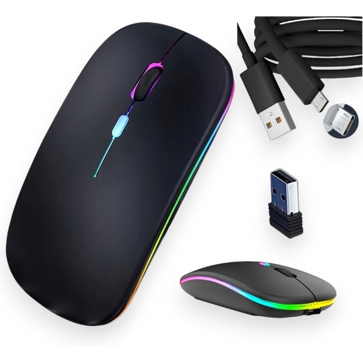 Mouse fara fir Lewer, LED multicolor, dimensiuni 11x6x2,5cm
