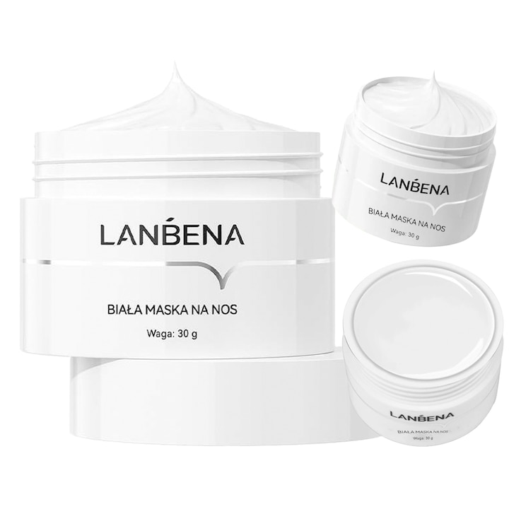 Masca de fata Lanbena, set cu 30g, 60 plasturi, curatare pori, alb