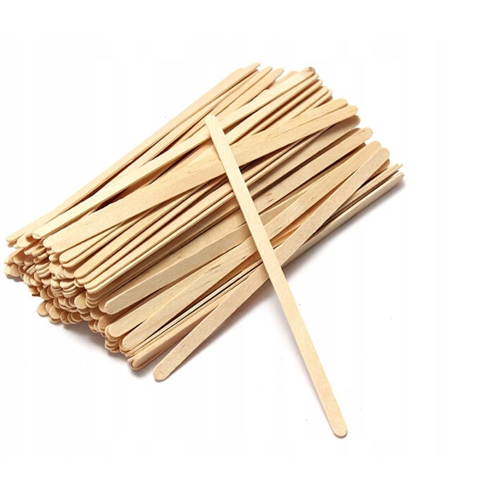 100db-os MINI fa kozmetikai pálca készlet, Lewer, 14cm x 6mm x 2mm, viaszfelvitelhez