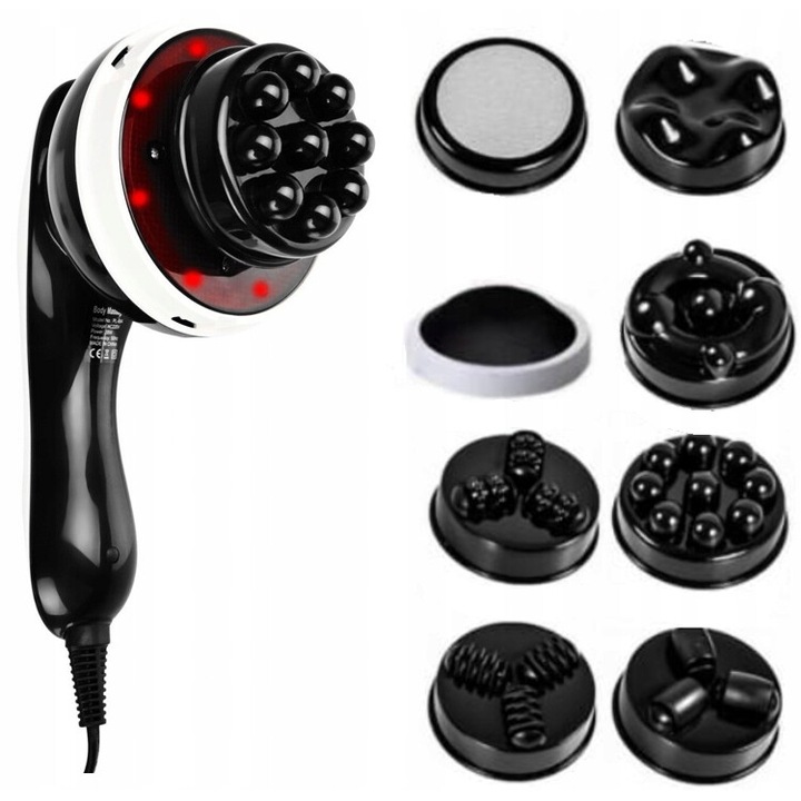 Антицелулитен масажор Lewer 9 в 1, 9 сменяеми глави, инфрачервен, за релаксация и подобрена циркулация