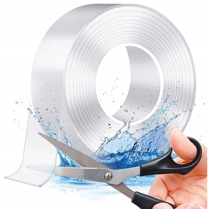 Banda adeziva Lewer,, dublu adeziva, transparenta, 5m x 2cm, grosime 3mm, utilizare multipla
