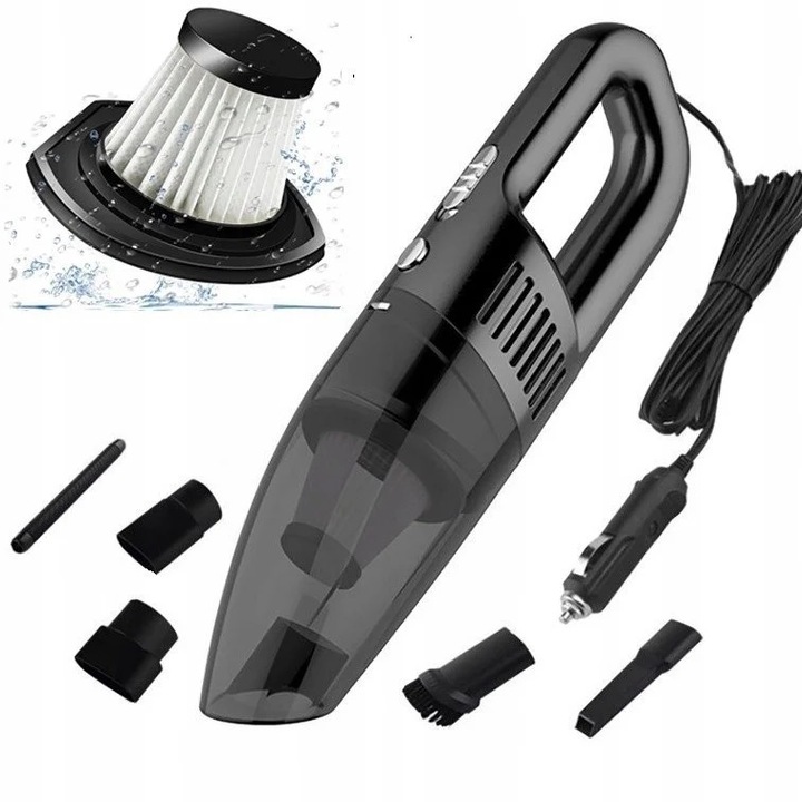 Lewer autós porszívó, XO CZ001A modell, 120W, 5 tartozék, fekete