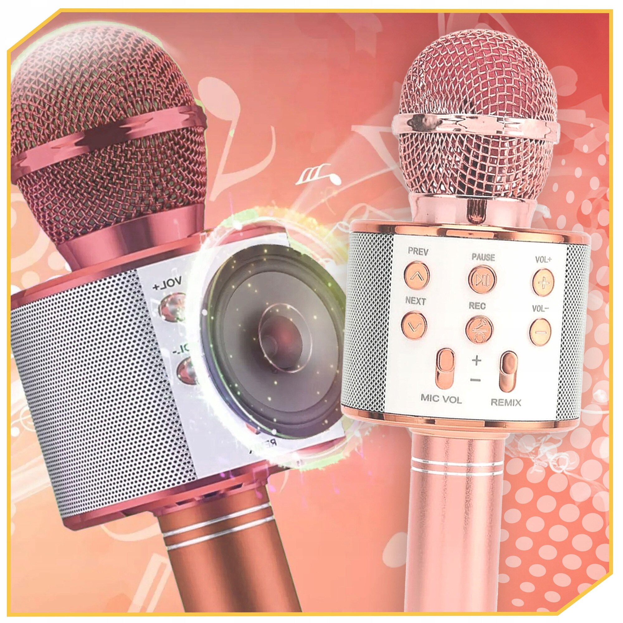 Microfon karaoke pentru copii, Lewer, roz, Bluetooth, 7,5x7,5x23cm ...