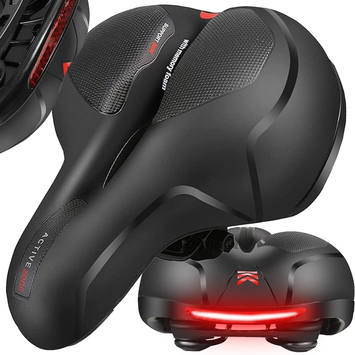 Колонка за велосипед Lewer, черна с червени детайли, 25x20.5x9.5см, комплект със светлоотразителна лента