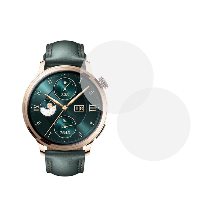 Комплект от 2 фолиа, съвместими с Honor Watch 4 Pro, Commando Shield Full Glue, Възобновяем силиконов хидрогел, Anti-shock и против счупване, SlimLine NanoShield, Transparent