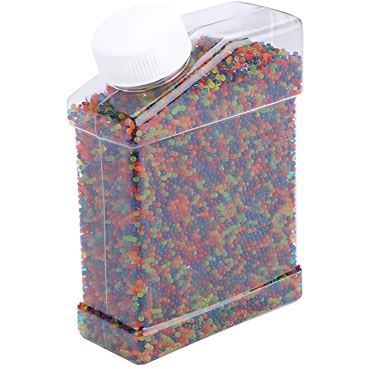 Set 20.000 bile gel Bukino®, munitie hidrogel pentru arme de jucarie, bile de 7-8 mm, materiale non-toxice, ajuta la dezvoltarea dexteritatii si coordonarii mana-ochi, design interactiv, ideal pentru copii +14 ani, multicolor