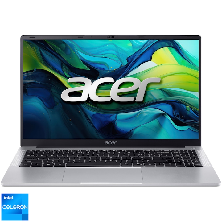 Acer Aspire Lite 15 laptop, Intel® Celeron® N4500, 15.6", Full HD, IPS, 8 GB LPDDR4X, 256 GB SSD, Intel® UHD Graphic, No OS, Nemzetközi angol billentyűzet, Pure Silver