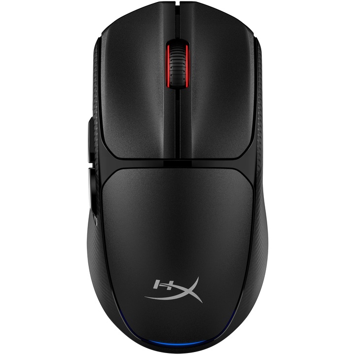 Безжична мишка Gaming HyperX Pulsefire Fuse, 12000 DPI, Ултралека (75 гр), 2.4GHz/Bluetooth 5.1, RGB, 6 бутона, Софтуер NGENUITY, PTFE skates, Черен