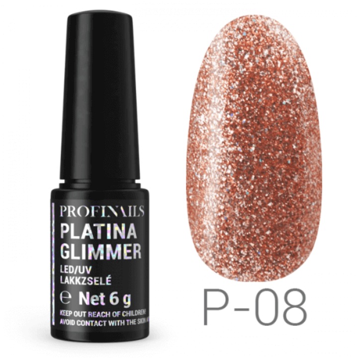 Oja semipermanenta, Profinails, Platina Glimmer LED/UV 6g No. P-08