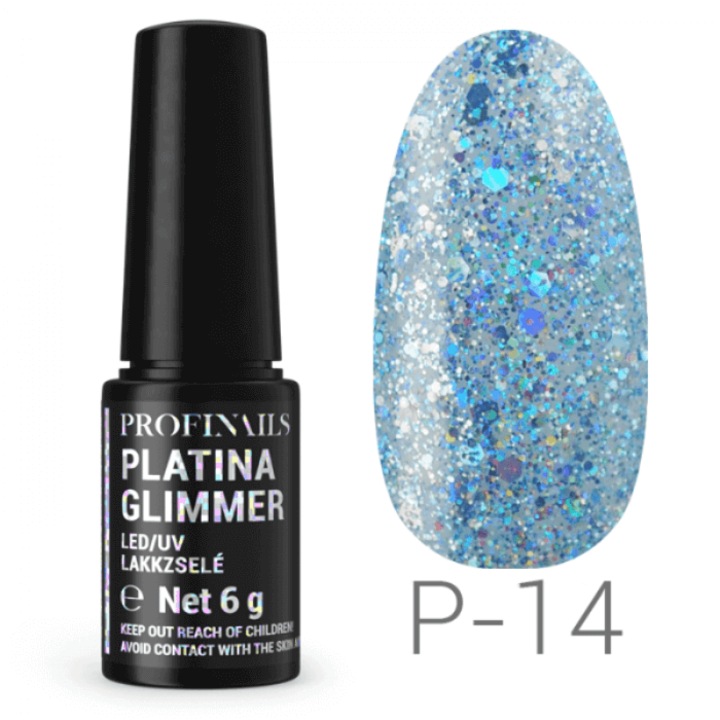 Oja semipermanenta, Profinails, Platina Glimmer LED/UV 6g No. P-14