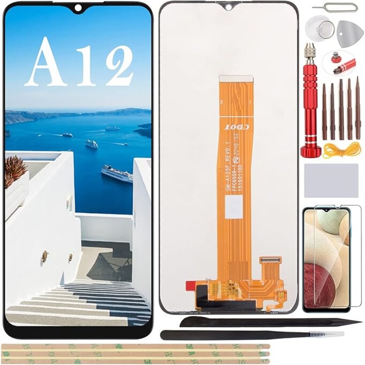YHX-OU 6.5 инча дисплей за Samsung Galaxy A12 SM-A125F, с тъчскрийн дигитайзер, без рамка и инструменти за ремонт