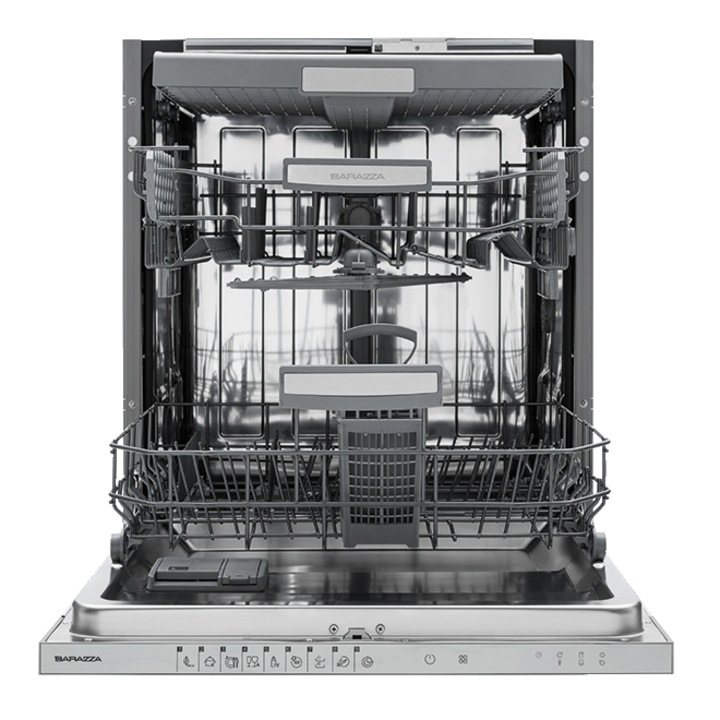 Masina de spalat vase incorporabila Barazza, latime 60 cm, 15 seturi, Inverter, 9 programe, program spalare Smart, mod Eco, pornire intarziata, functie uscare, semnal sonor, temperatura curatare max. 70°C, deschidere automata usa, silentios, inox