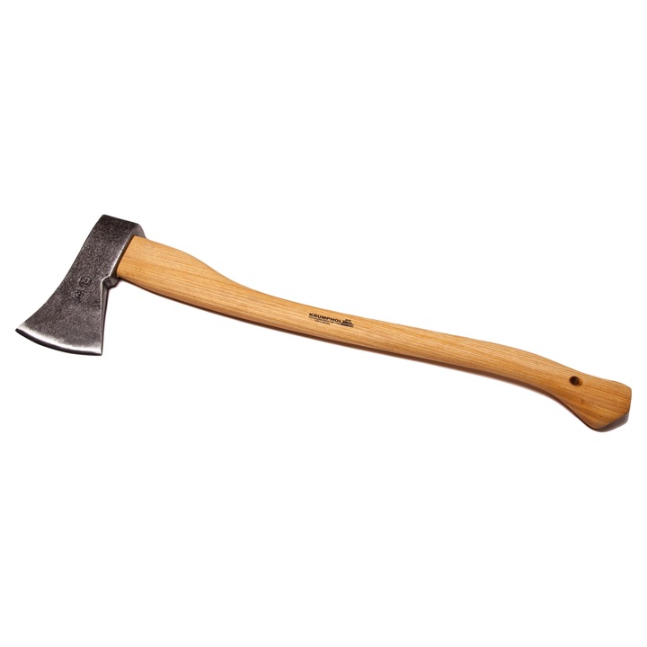 Topor din otel forjat lacuit incolor, cu coada de frasin (70 cm)