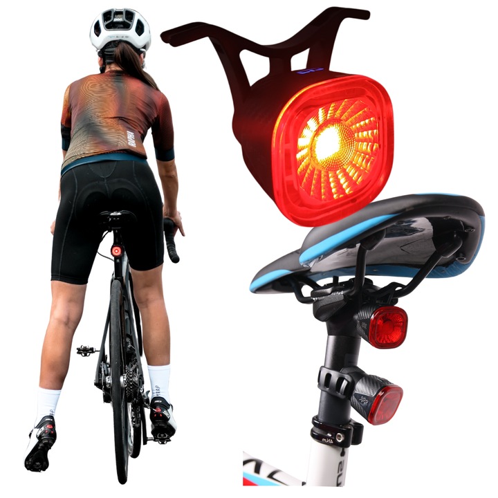 Lumina inteligenta, Fit4med, Rs2, Negru, 4 moduri de iluminare, Montare sub sa sau pe tija, Rezistent la apa ipx6, Acumulator 260 mah, Usb-c, Setul include suporturi si cablu de incarcare