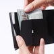 RFID защитен портфейл за карти, PortCard с бързо изскачащ слайд, еко кожа, Ultra Slim, унисекс, отделение за банкноти, черен