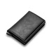 RFID защитен портфейл за карти, PortCard с бързо изскачащ слайд, еко кожа, Ultra Slim, унисекс, отделение за банкноти, черен