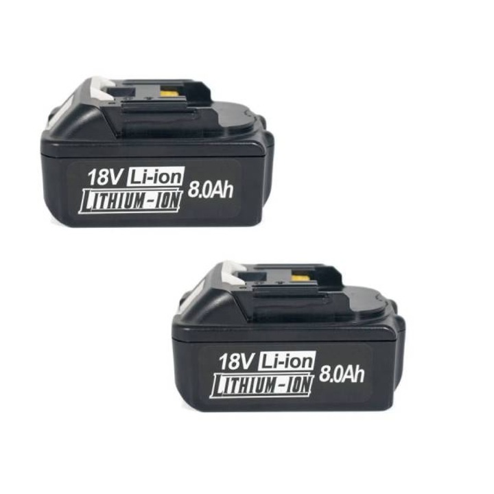 Acumulator 18V 8.0Ah XNJTG, Set 2 bucati, compatibil cu Makita, Negru