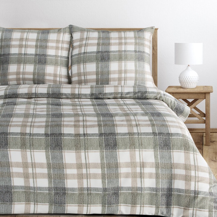 Ágynemű, rugós, 160x200 cm, szürke, 100% pamut szatén garnitúra