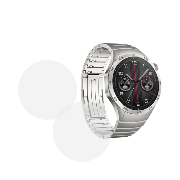 Set 2 x Folie compatibila cu Huawei Watch GT 4 46 mm, InvisiFlex Full Glue, Silicon hydrogel regenerabil, Anti soc si anti spargeri, SlimLine NanoShield, Transparenta