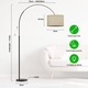 Lampa de podea cu capac din material textil MODLICHT, lampa de sufragerie, curba, baza E27, bec 9W, 3000K 860LM, cu comutator cu picior, 180cm, Clasa energetica E, abajur bej