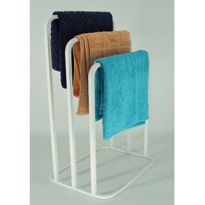 Suport pentru prosoape, Szpak, metal, alb, 3 brate, design minimalist