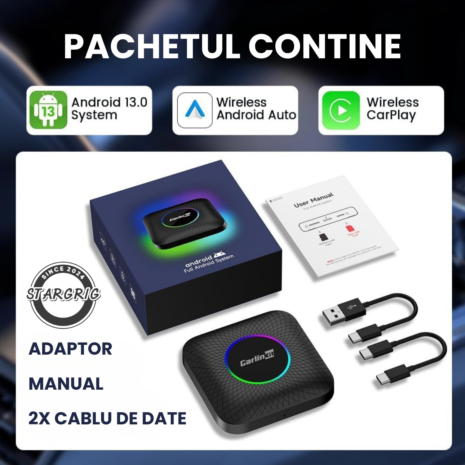 Carlinkit STARGRIG Magic AI Box, Android 13.0, Convertor Wireless