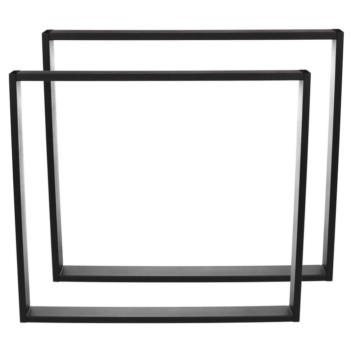 Set 2 picioare de masa Simple-6x2, metal negru, 80x72cm, profil 6x2cm