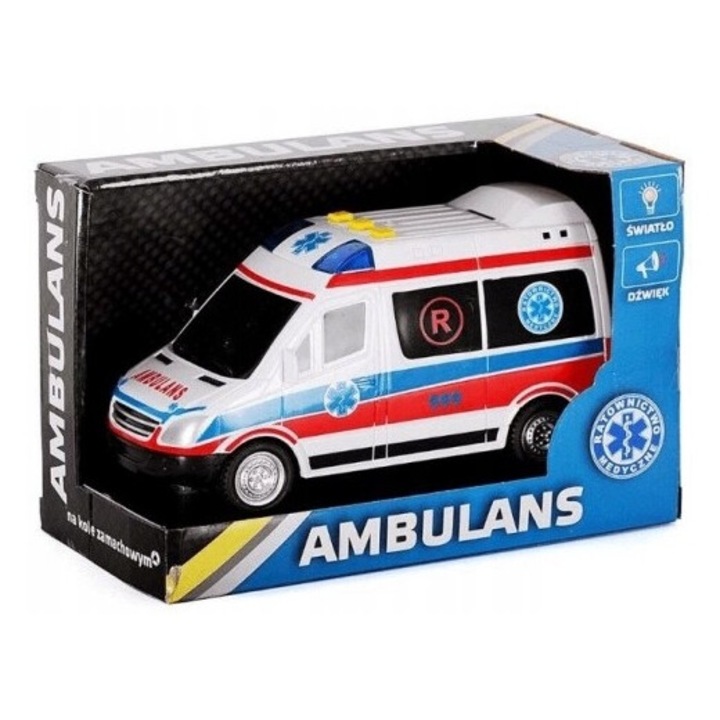 Masinuta ambulanta Tres, 20cm, alb/rosu