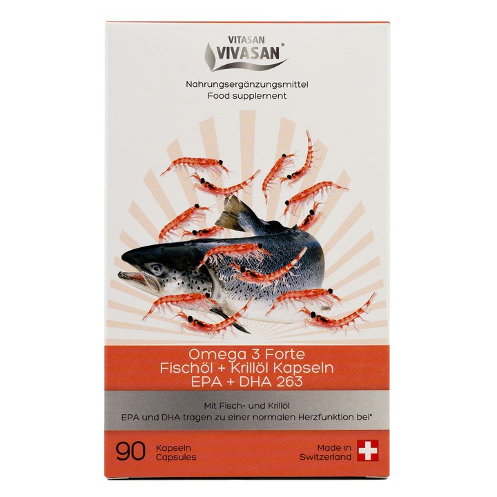 Omega 3 Forte - Supliment alimentar cu ulei de peste si ulei de krill - 90 capsule
