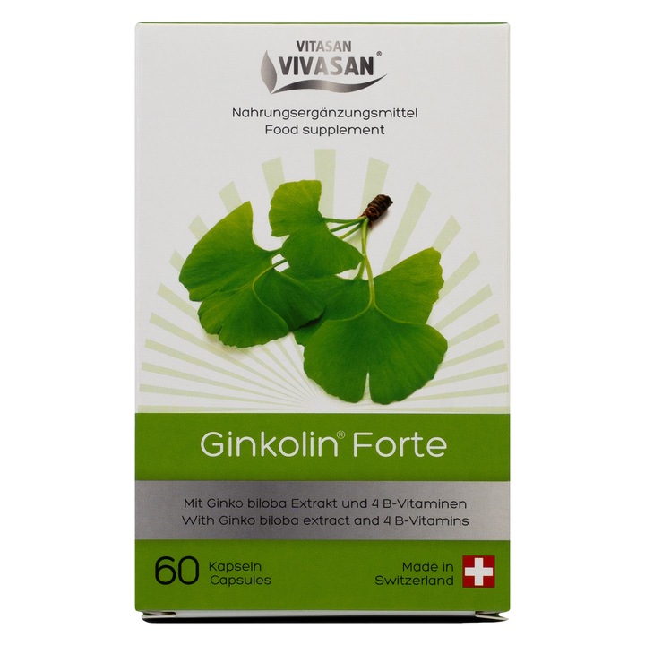 Ginkolin Forte - Supliment alimentar cu extract de Ginkgo biloba, Vivasan, 60 capsule