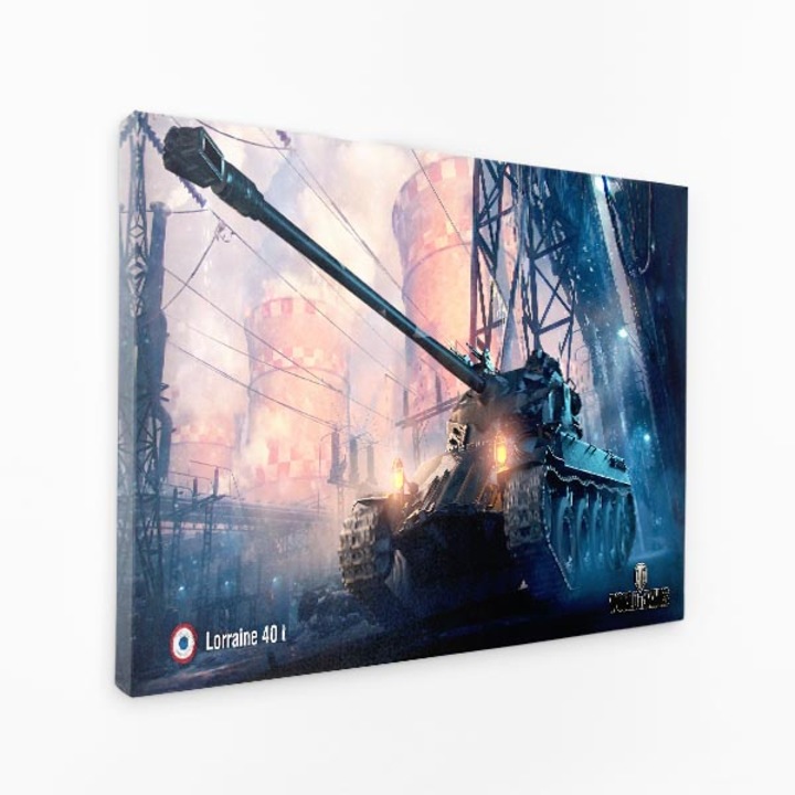 Картина на платно - Tank Of War City Battle Robot Fight - 140x90 cm