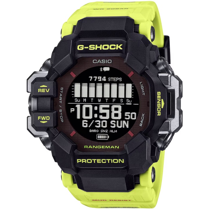 Ceas barbatesc Casio GPR-H1000 Rangeman, 53x20mm, impermeabil 200m, functii GPS, senzor de puls, Bluetooth