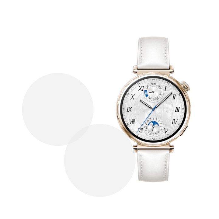 Set 2 x Folie compatibila cu Huawei Watch GT 5 41 mm, InvisiFlex Full Glue, Silicon hydrogel regenerabil, Anti soc si anti spargeri, SlimLine NanoShield, Transparenta