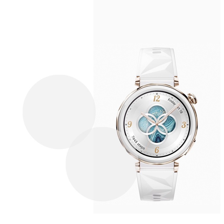 Set 2 x Folie compatibila cu Huawei Watch GT 5 Pro 42 mm, InvisiFlex Full Glue, Silicon hydrogel regenerabil, Anti soc si anti spargeri, SlimLine NanoShield, Transparenta