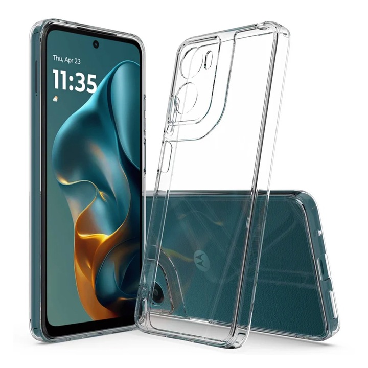 Прозрачен TPU калъф, съвместим с Motorola Moto G05 4G, ОПТИМАЛНО РЕШЕНИЕ, диамантен дизайн, лек TPU калъф за броня, абсорбция на удари, уникална дълготрайна технология против пожълтяване, прозрачен