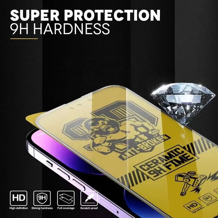 Southern Sky® kerámia védőfólia, HD átlátszó, 9H, Oppo A96 fekete szélű