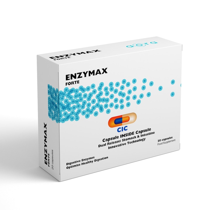 Enzymax Forte, Laboratoarele Remedia, 20 capsule, stocheaza in stomac si intestin, 8 enzime