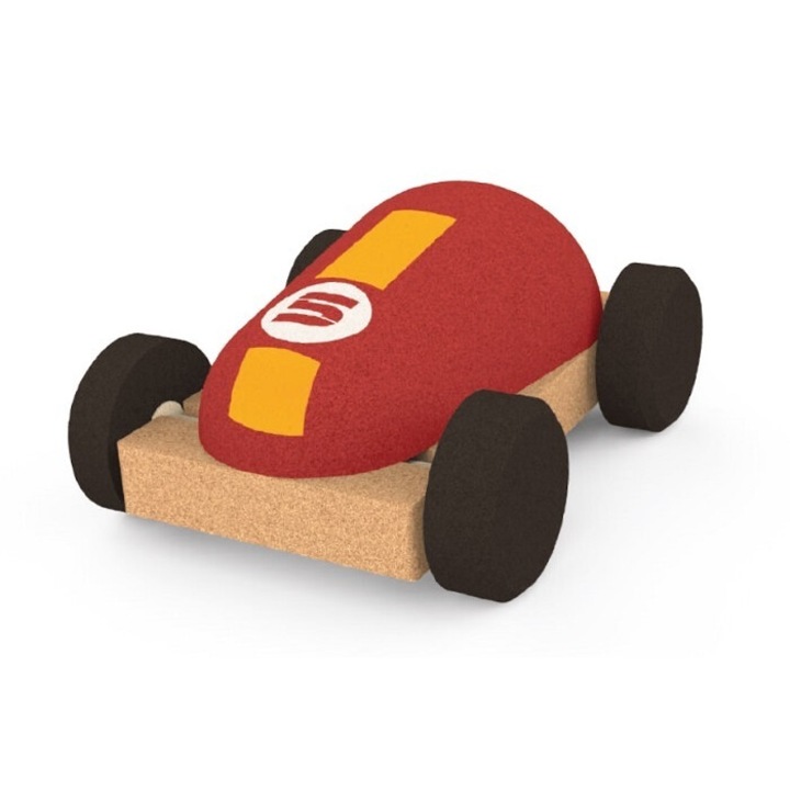 Masinuta de curse din pluta ecologica, Elou, 100% naturala, hipoalergenica, 20x10cm